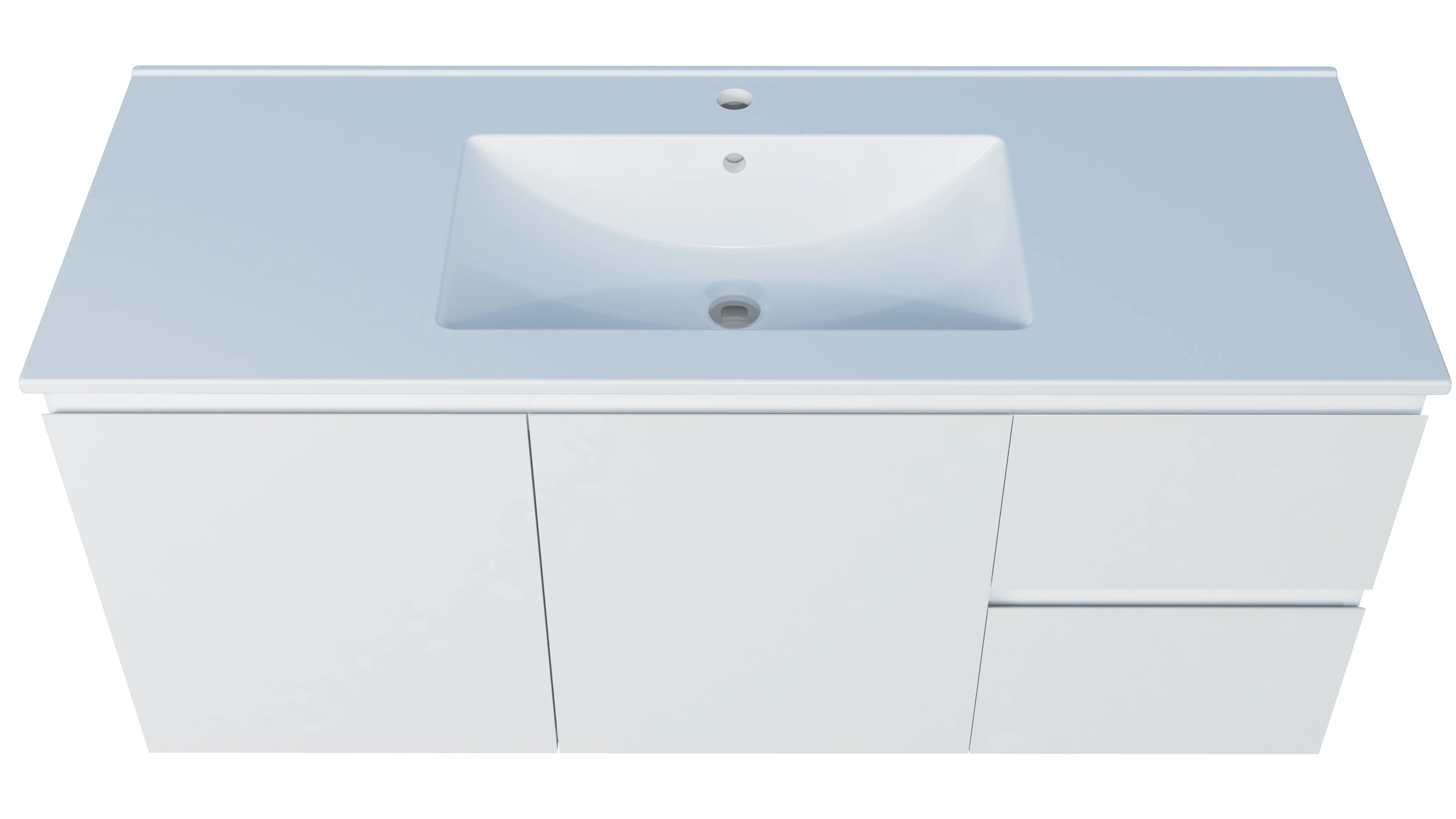 Harmony Double Drawer Vanity 1200mm, Centre Bowl Alpha Top, Wall Hung - Image 4