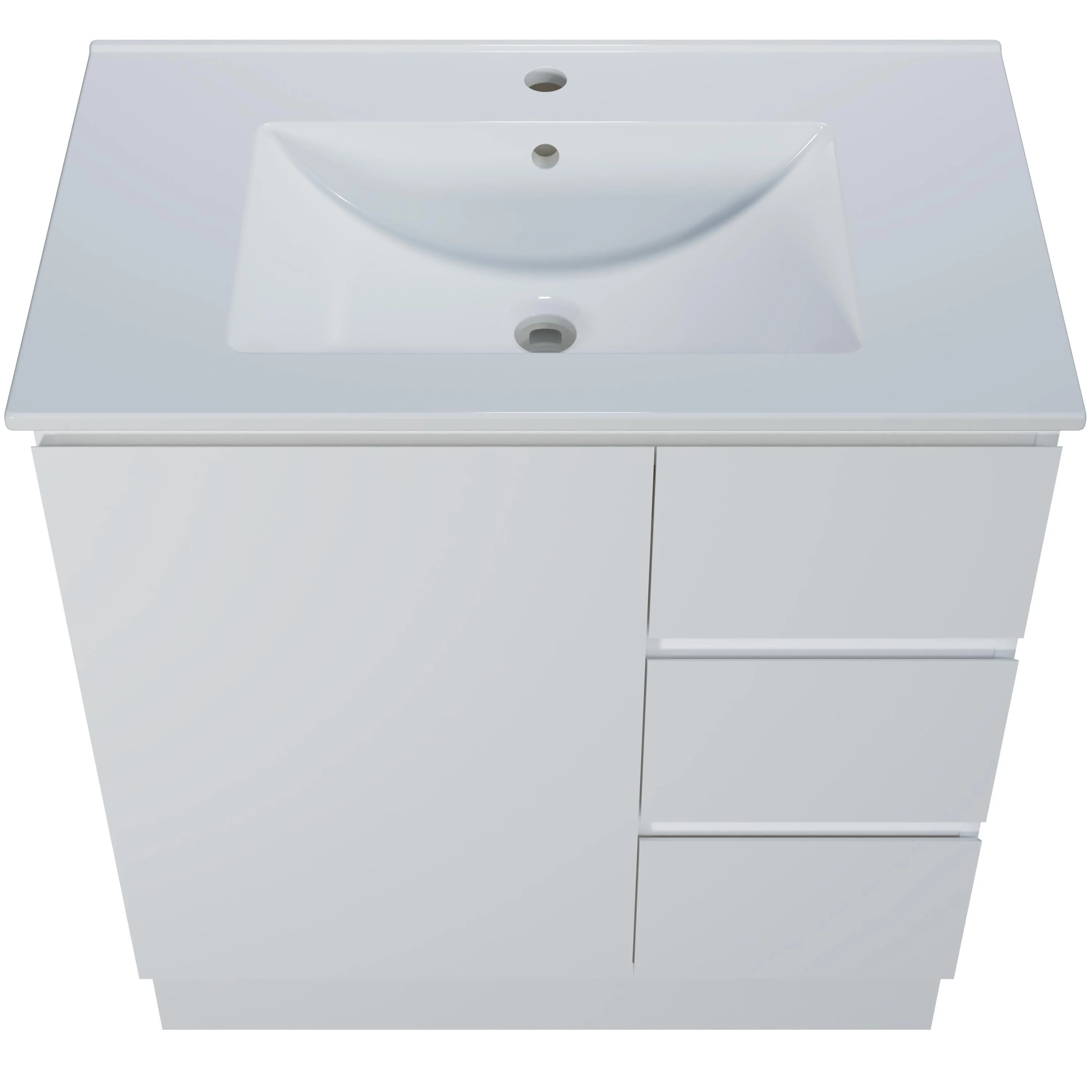 Harmony Three Drawer Vanity 750mm, Centre Bowl Alpha Top, Floor Standing - Image 7