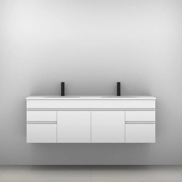Indiana Vanity 1500mm Alpha Double Bowl Ceramic Top Wall Hung(Timberln P#:I152Aw) - Image 6