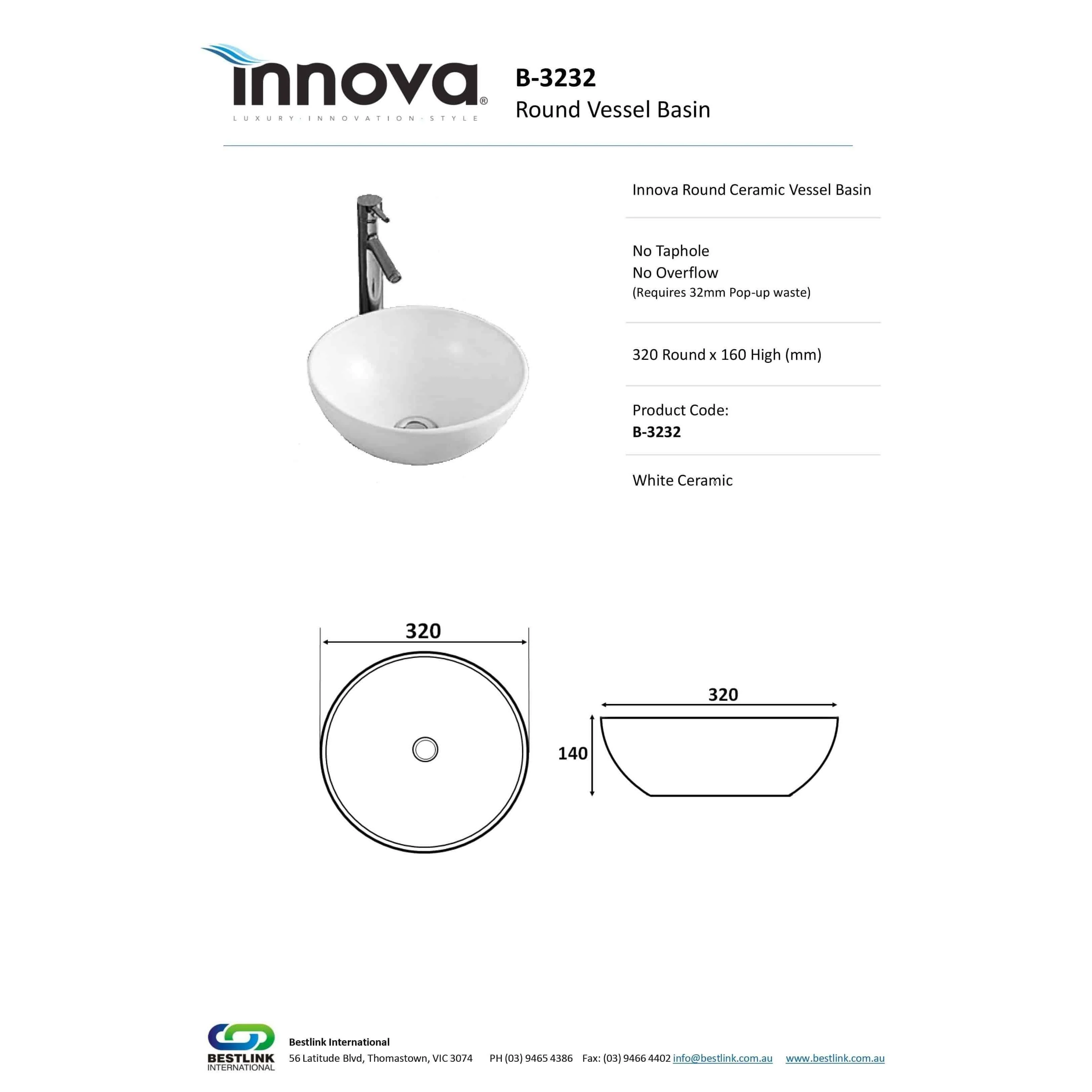 Innova Round Vessel Ceramic Basin Nth - Image 5