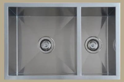 Interchange Uptown 250 1 & 1/2 Double Bowl Sink Square Corner - 674 X 450 X 250
