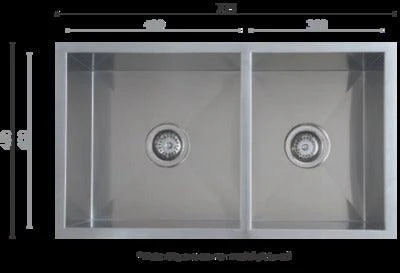 Interchange Uptown 250 1 & 3/4 Double Bowl Sink Radius Corner - 775 X 450 X 250 - Image 4