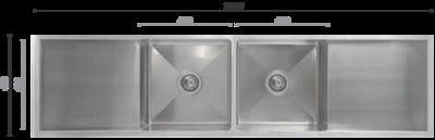 Interchange Uptown 250 Double Bowl Sink & Drainer Radius Corner - 1725 X 450 X 250