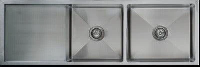 Interchange Uptown 250 Double Bowl Sink & Drainer Radius Corner - 1400 X 450 X 250