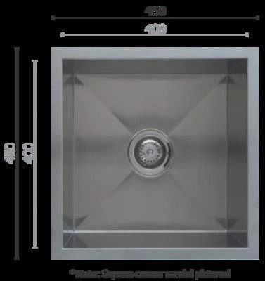 Interchange Uptown Single Square Sink 450 X 450 X 250 - Radius Corner