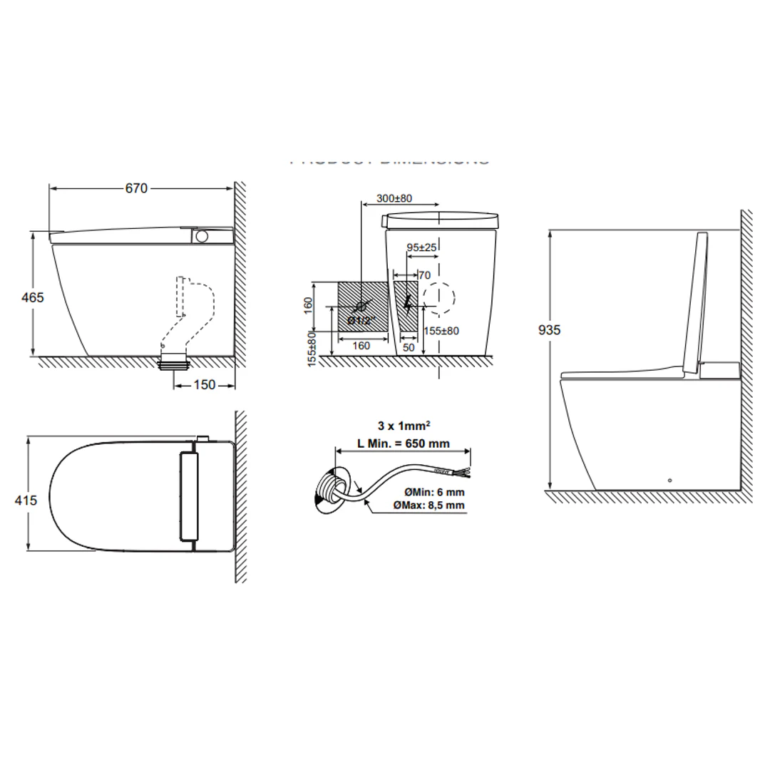 Johnson Suisse Avanzo Smart Toilet Wall Faced Rimless Suite - Image 2