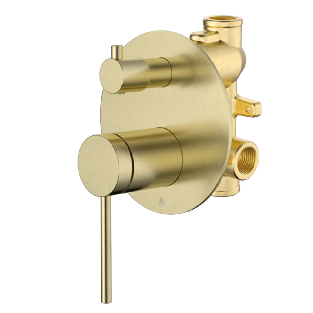 Johnson Suisse Venezia Shower Mixer With Diverter Kit Complete Brushed Brass