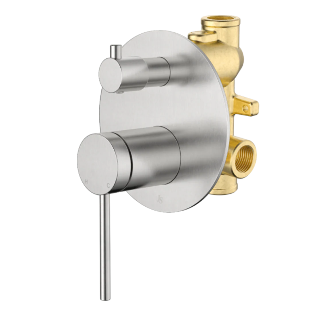 Johnson Suisse Venezia Shower Mixer With Diverter Kit Complete Brushed Nickel Ii