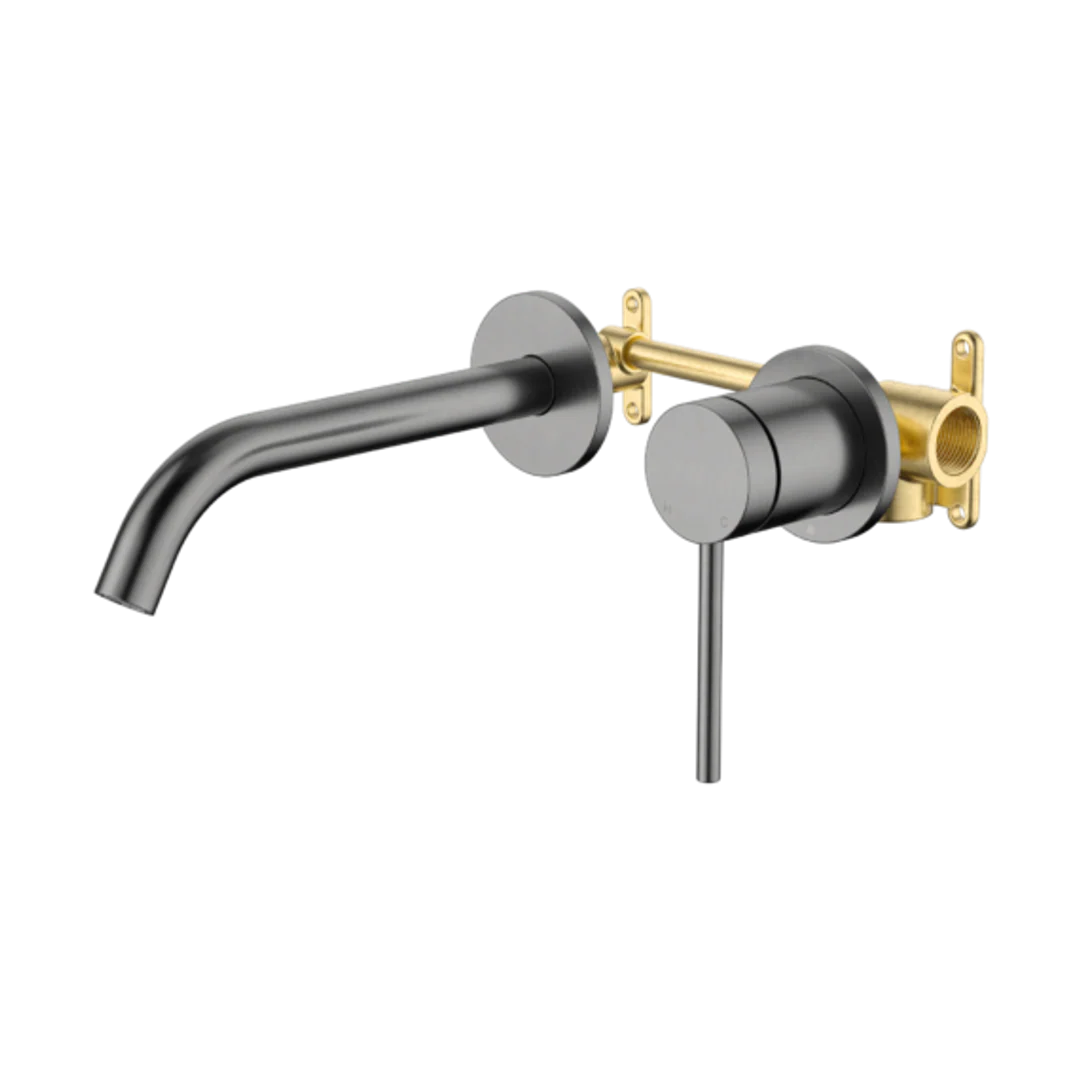 Johnson Suisse Venezia Wall Basin Mixer Kit Complete Gun Metal Lead Free
