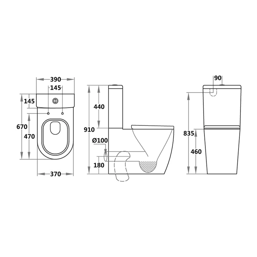 Kdk 021 Close Coupled Easy Height Universal Toilet Suite - Image 3