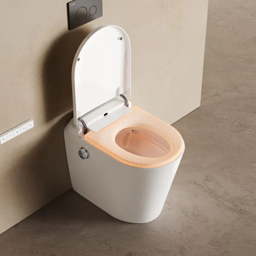 Lafeme Autolux Inwall Cistern Floor Pan Smart Toilet 592X400X492mm & Brushed Bronze Flush Plate - Image 5
