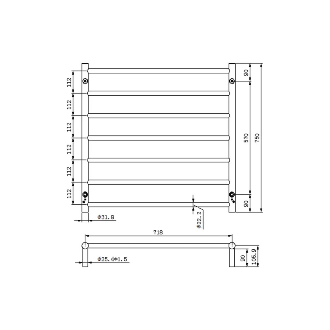 Linsol Allegra 7 Bar Heated Towel Rail - Brushed Nickel - Image 2