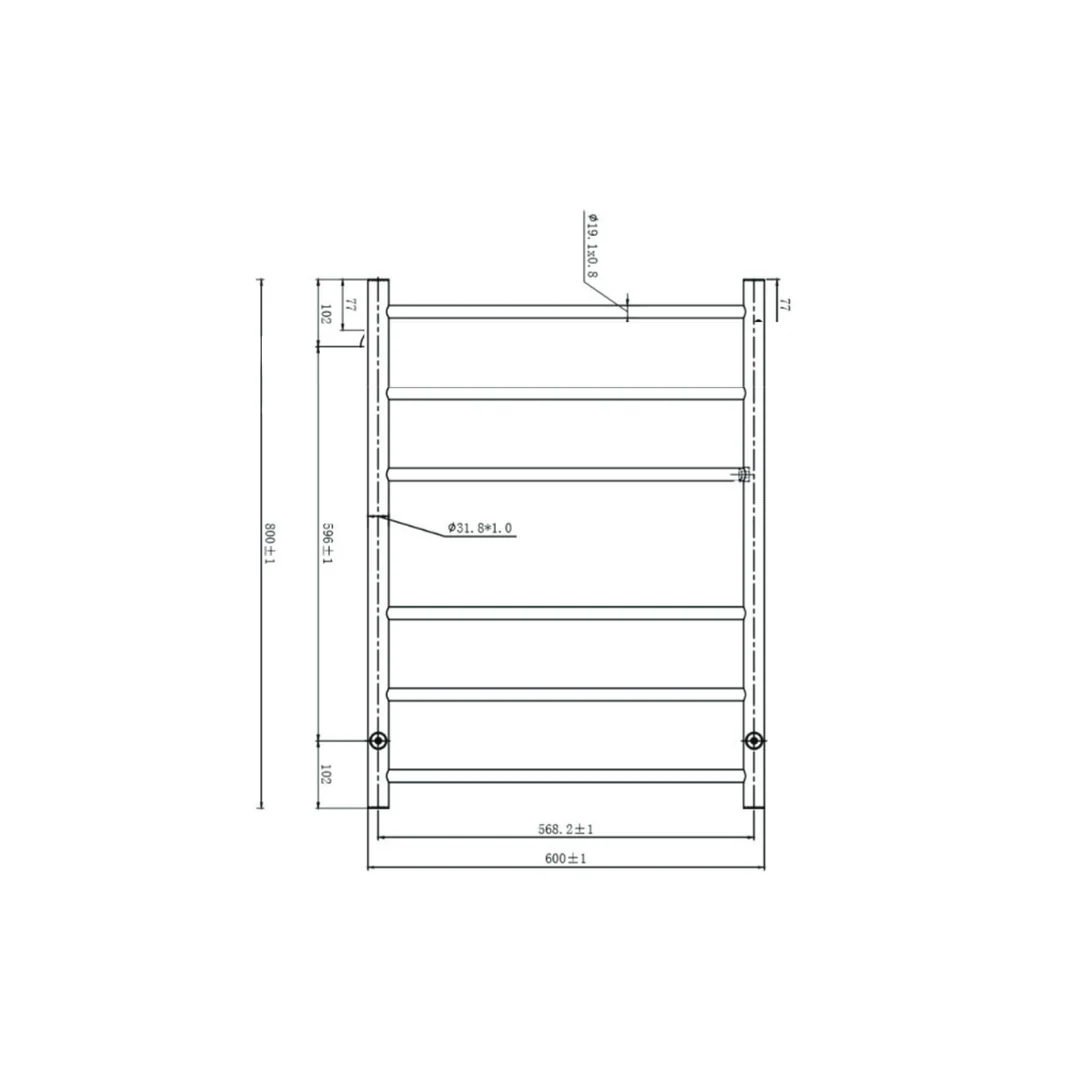 Linsol Avid 6 Bar Heated Towel Rail - Brushed Nickel - Image 2