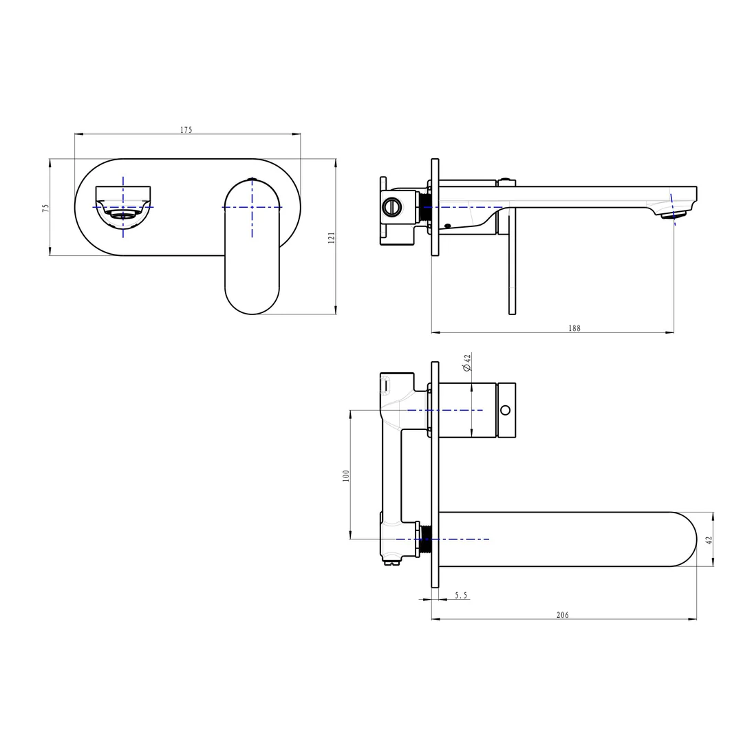Linsol Capo 1-Plate Wall Basin Or Bath Mixer - Brushed Nickel - Image 2