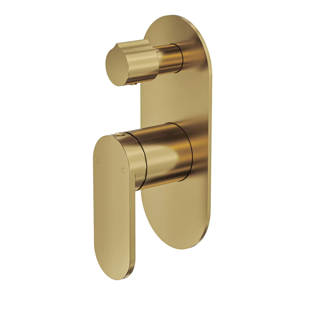 Linsol Capo 1-Plate Wall Mixer With Divertor Trim Kit - Brushed Brass