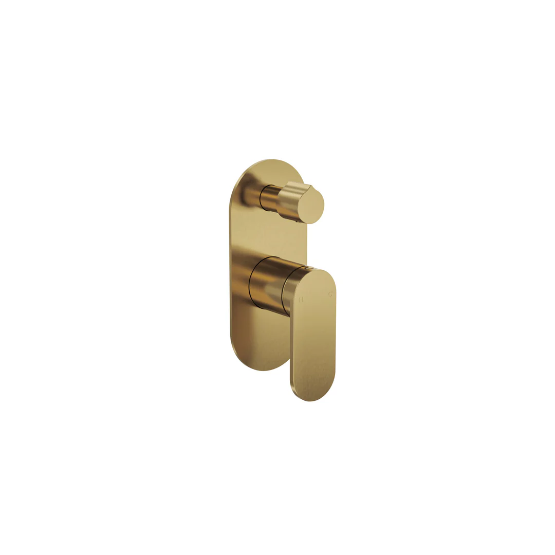 Linsol Capo 1-Plate Wall Mixer With Divertor Trim Kit - Brushed Brass - Image 3