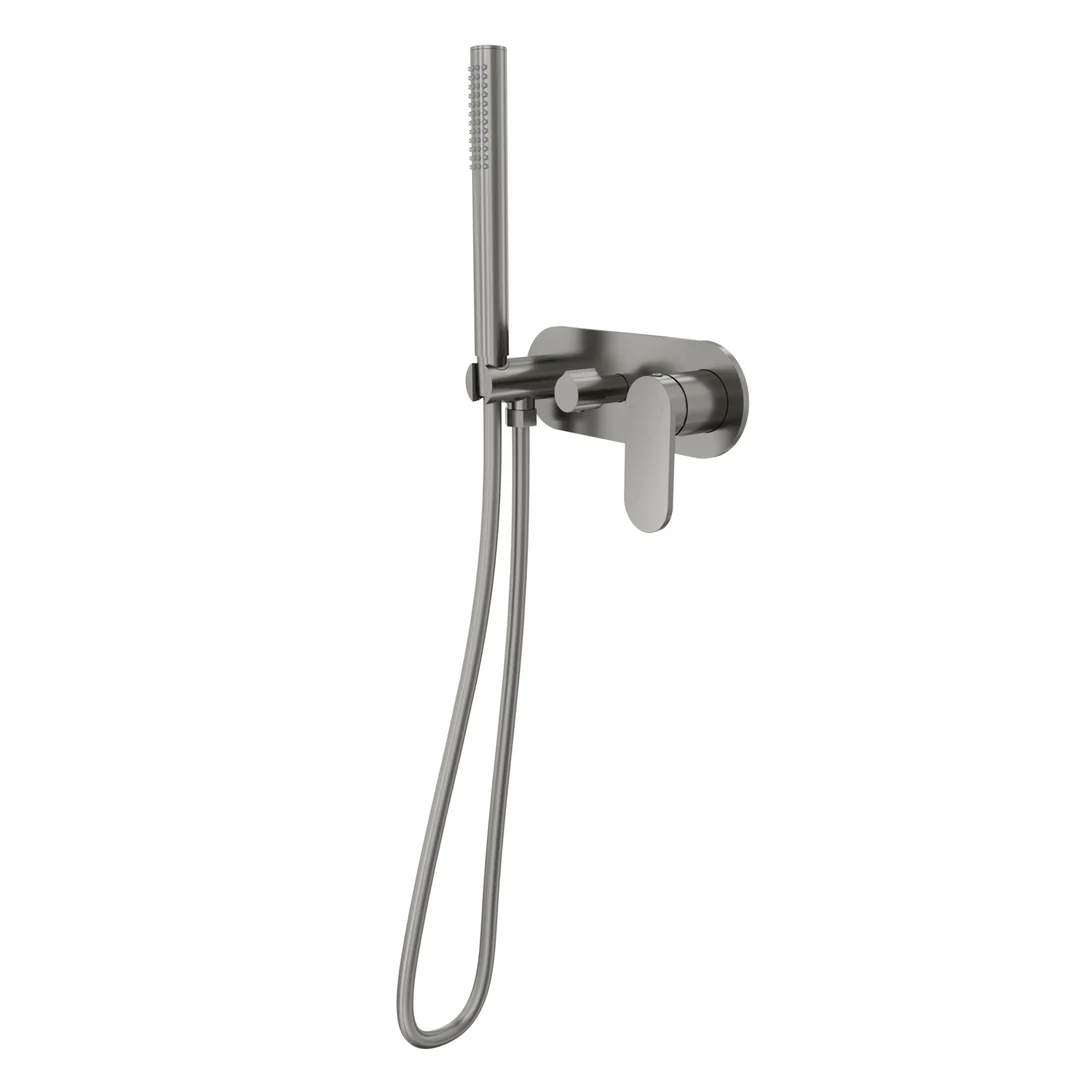 Linsol Capo 1-Plate Wall Mixer With Hand Shower Trim Kit - Gunmetal