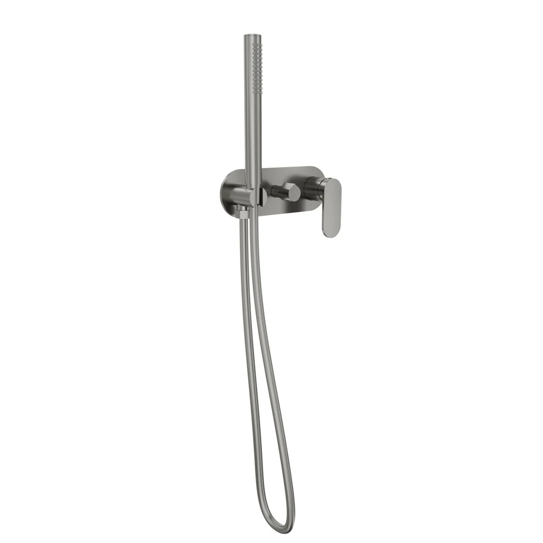 Linsol Capo 1-Plate Wall Mixer With Hand Shower Trim Kit - Gunmetal - Image 3
