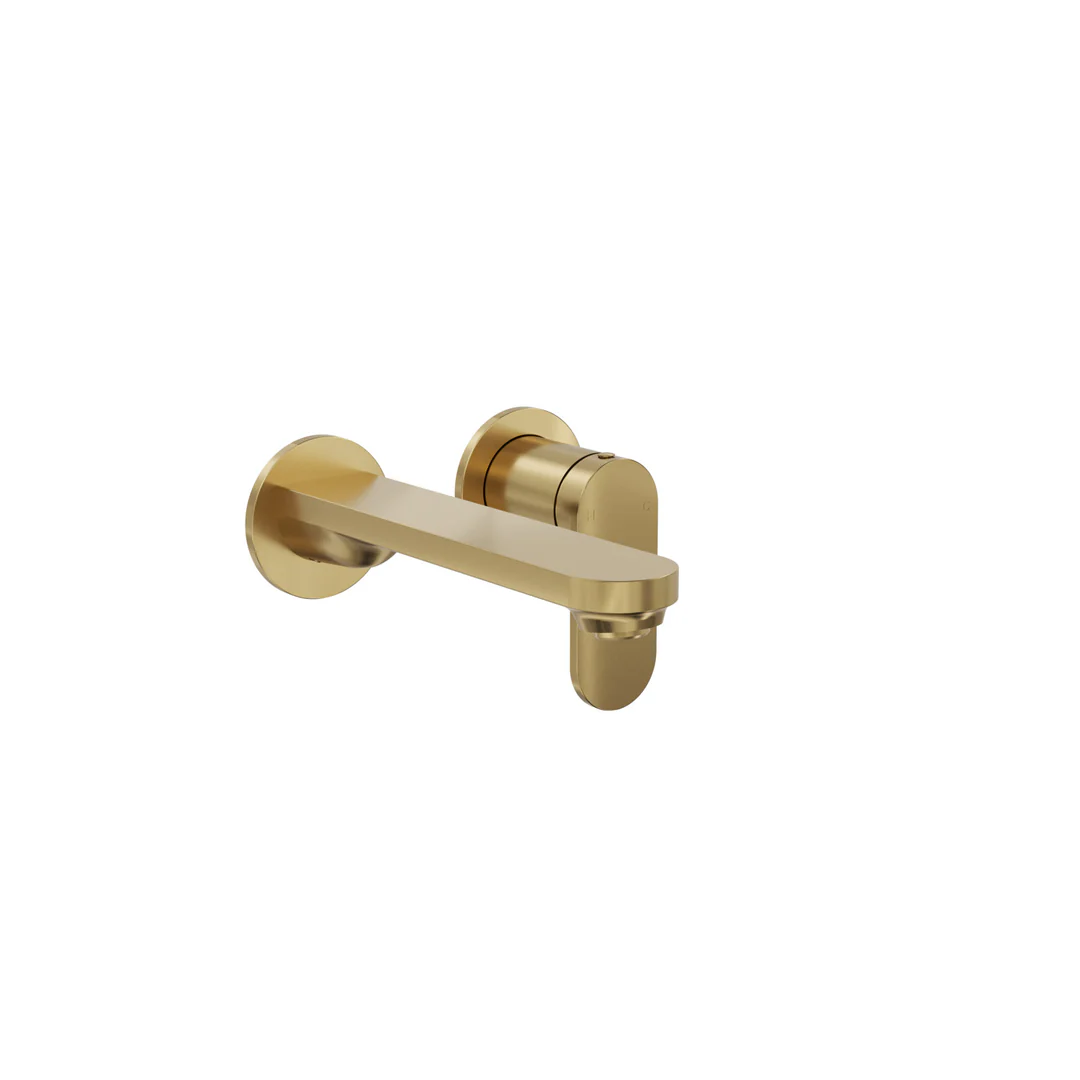 Linsol Capo 2-Plate Wall Basin or Bath Mixer - Brushed Brass - Image 3
