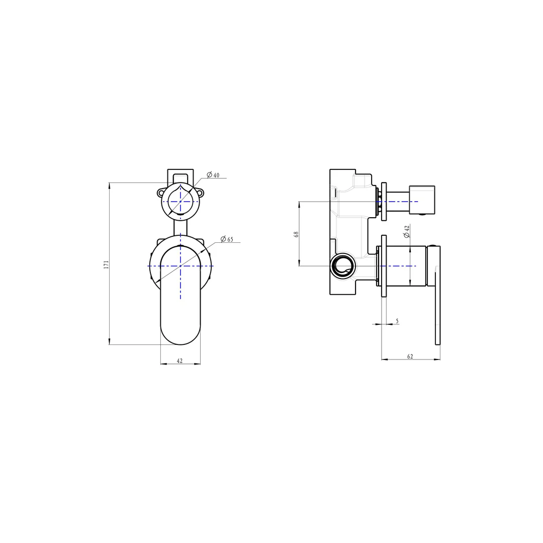 Linsol Capo 2-Plate Wall Mixer With Divertor - Brushed Brass - Image 2