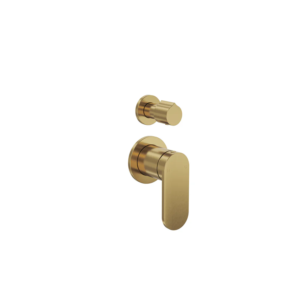 Linsol Capo 2-Plate Wall Mixer With Divertor - Brushed Brass - Image 3