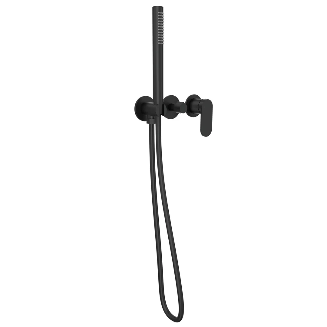Linsol Capo 3-Plate Wall Mixer With Hand Shower - Matte Black - Image 3