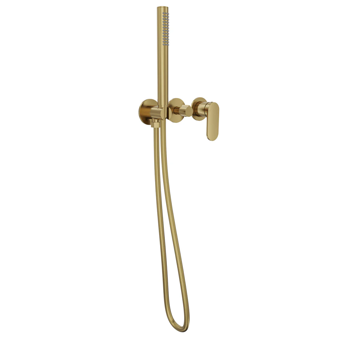 Linsol Capo 3-Plate Wall Mixer With Hand Shower Trim Kit - Brushed Brass - Image 3