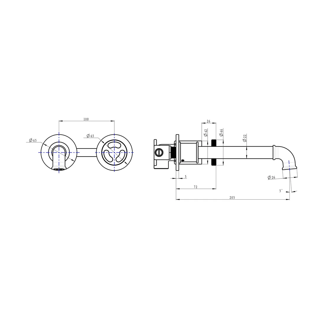 Linsol Dynamik 2-Plates Wall Basin Or Bath Mixer - Gunmetal - Image 2