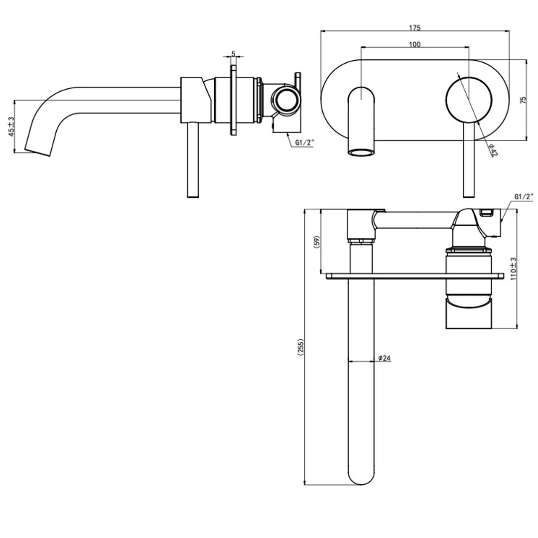 Linsol Gigi S3 1-Plate Wall Basin Or Bath Mixer Aged Bronze - Image 2