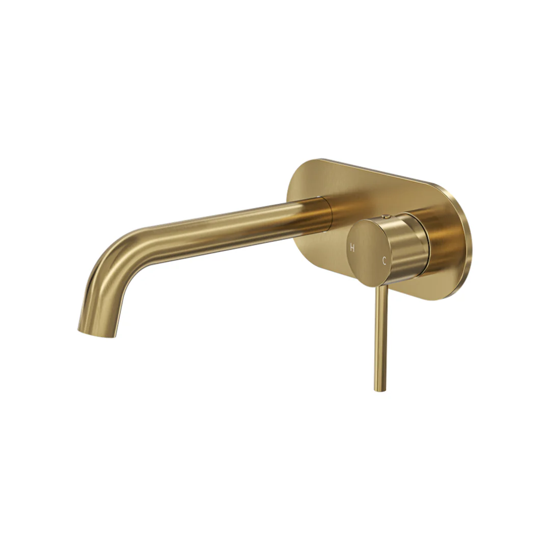 Linsol Gigi S3 1-Plate Wall Basin Or Bath Mixer Brushed Brass