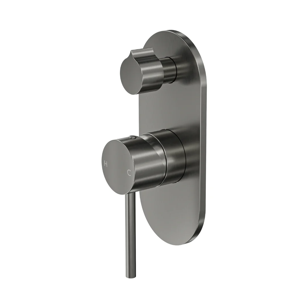 Linsol Gigi S3 1-Plate Wall Mixer With Divertor Trim Kit Gunmetal