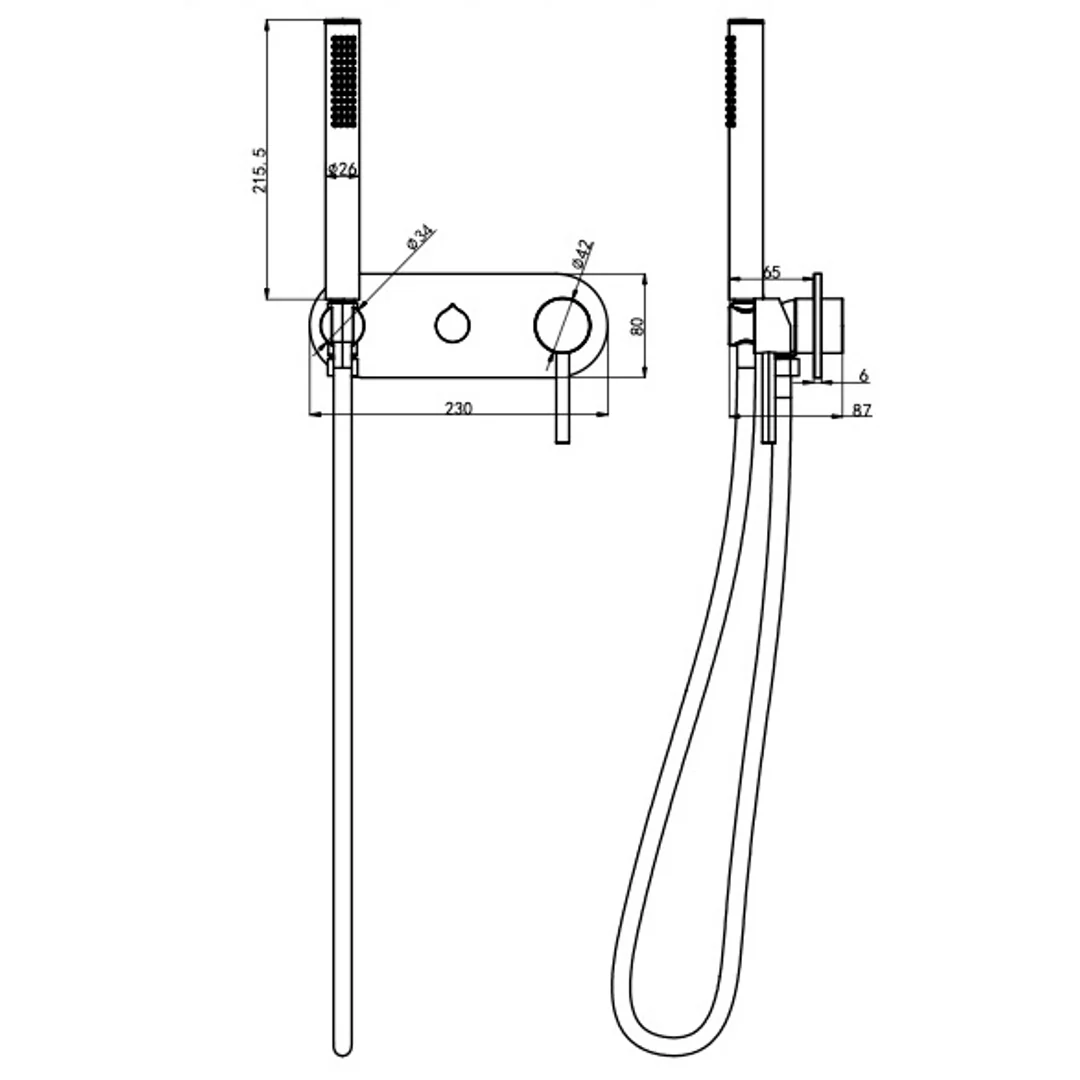 Linsol Gigi S3 1-Plate Wall Mixer With Hand Shower Matte Black - Image 2