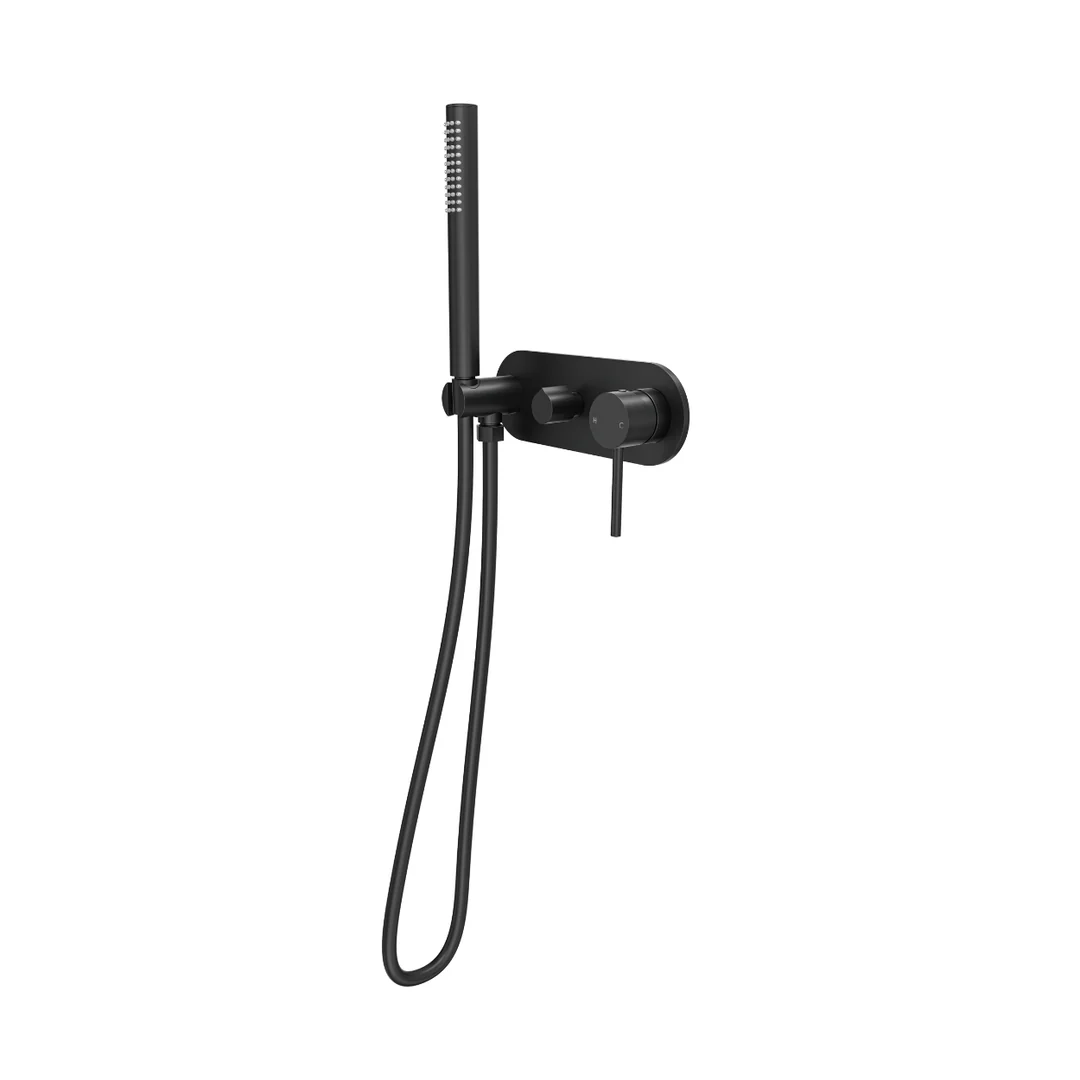 Linsol Gigi S3 1-Plate Wall Mixer With Hand Shower Trim Kit Matte Black