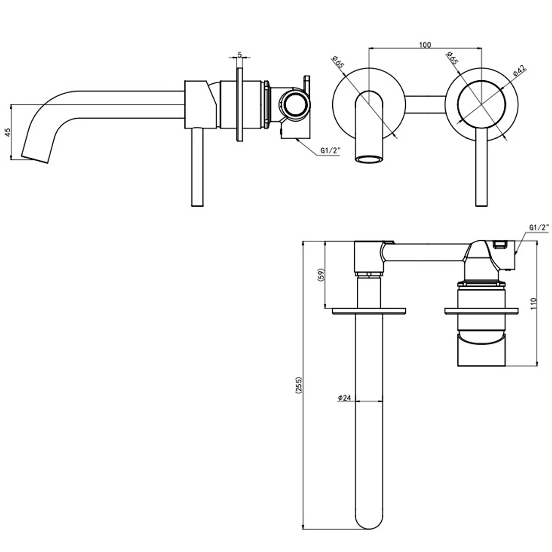 Linsol Gigi S3 2-Plate Wall Basin Or Bath Mixer Chrome - Image 2