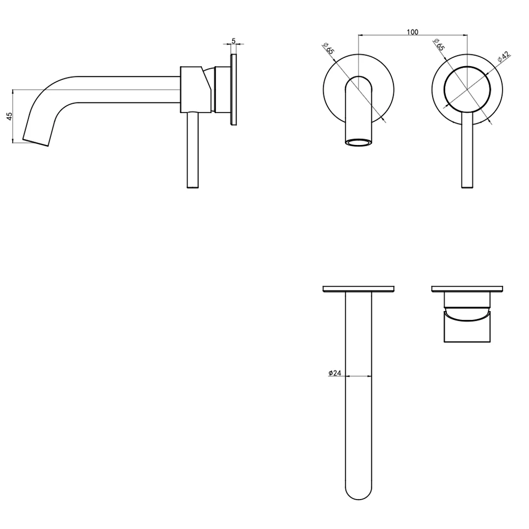 Linsol Gigi S3 2-Plate Wall Basin Or Bath Mixer Trim Kit Gunmetal - Image 2