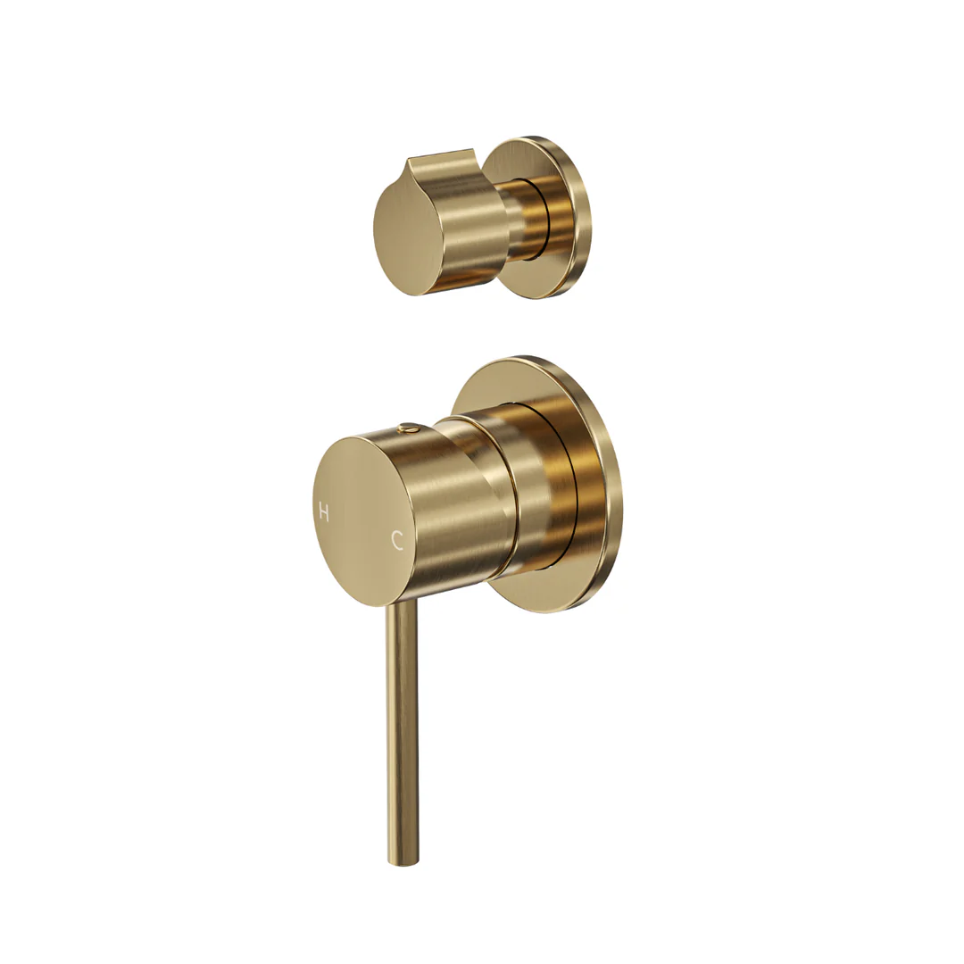Linsol Gigi S3 2-Plate Wall Mixer With Divertor Brushed Brass