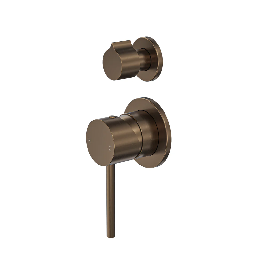 Linsol Gigi S3 2-Plate Wall Mixer With Divertor Trim Kit Aged Bronze