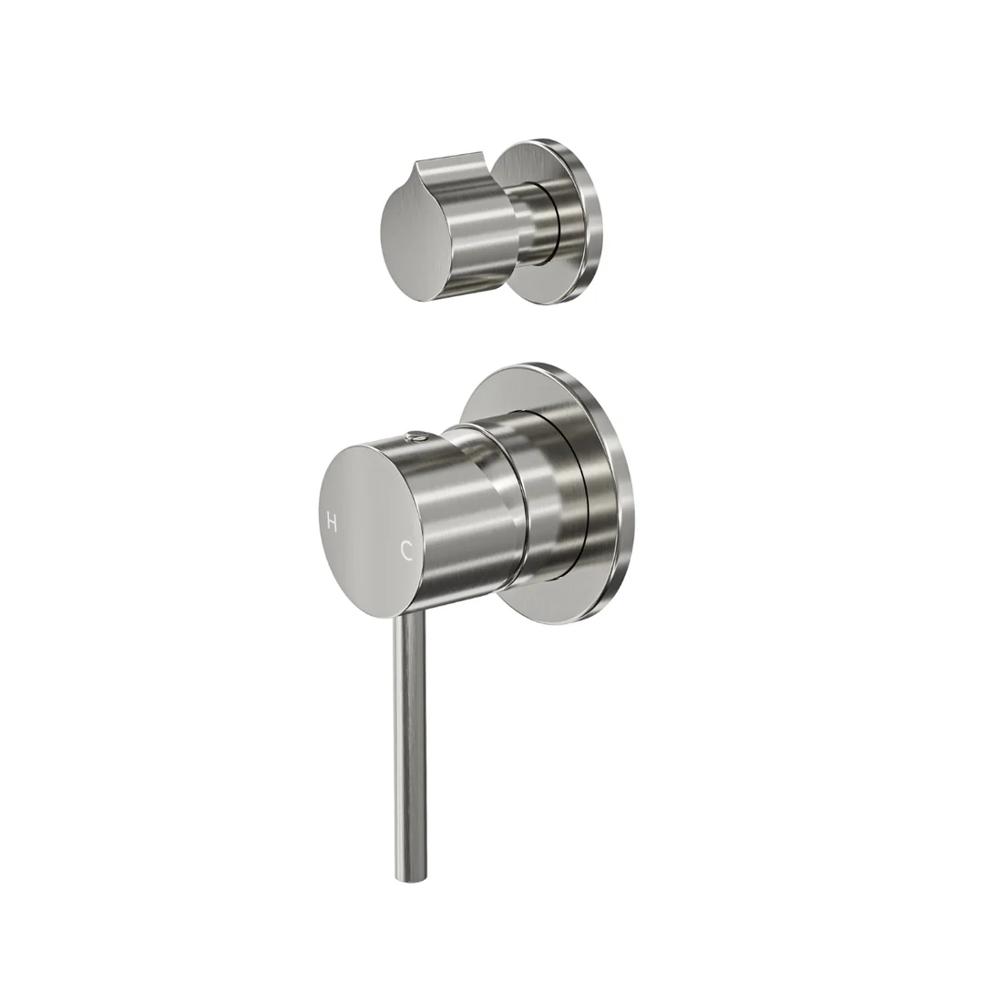 Linsol Gigi S3 2-Plate Wall Mixer With Divertor Trim Kit Brushed Nickel