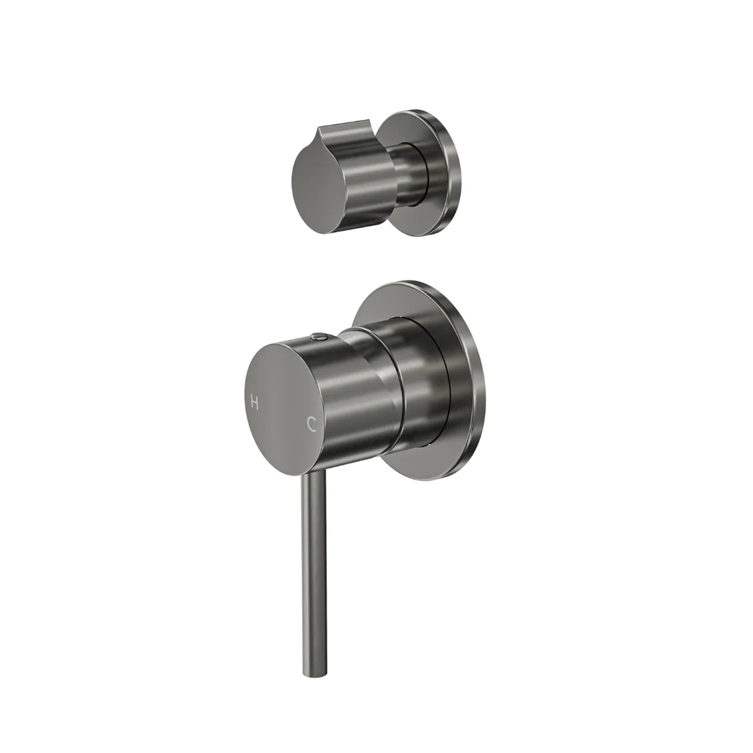 Linsol Gigi S3 2-Plate Wall Mixer With Divertor Trim Kit Gunmetal