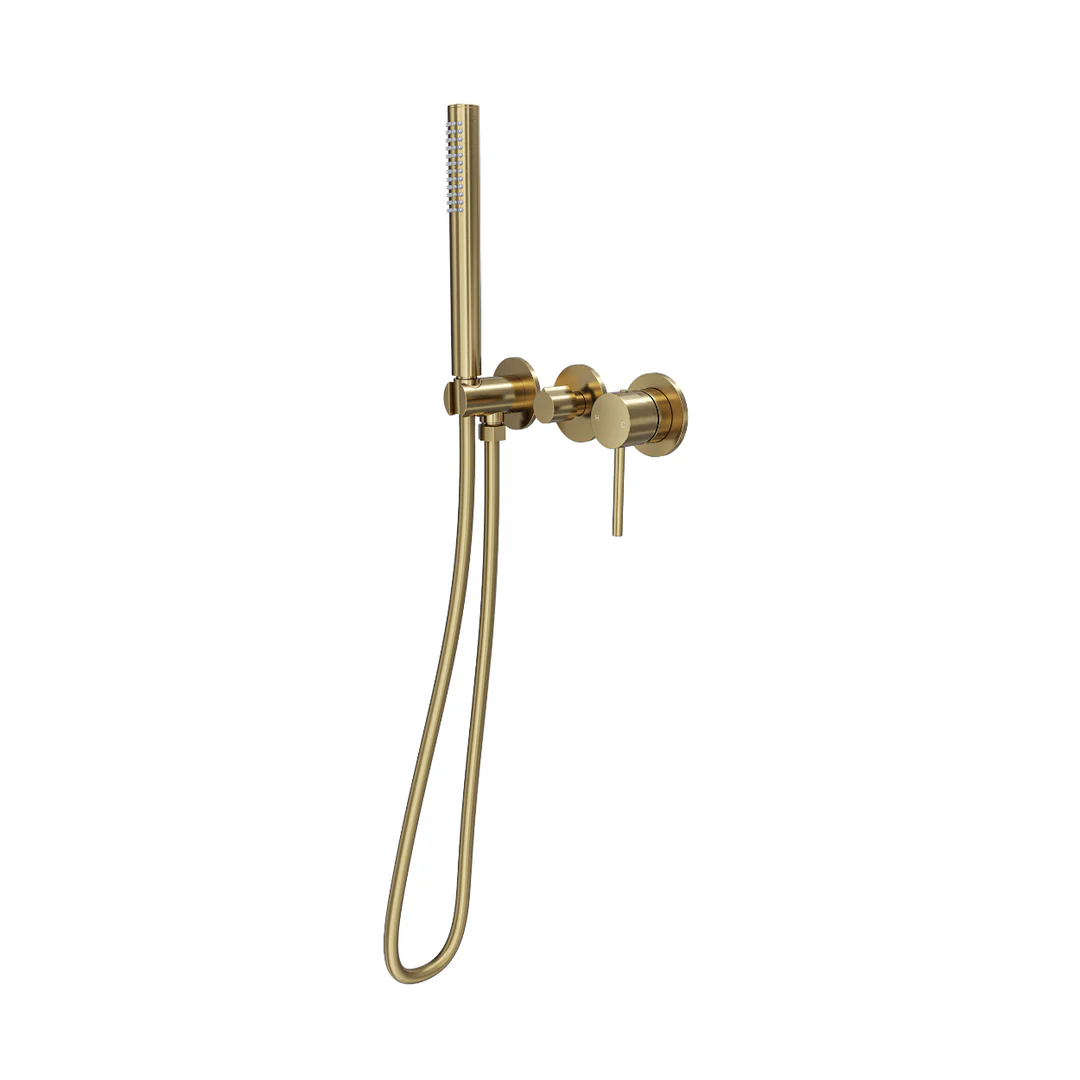 Linsol Gigi S3 3-Plate Wall Mixer With Hand Shower Brushed Brass