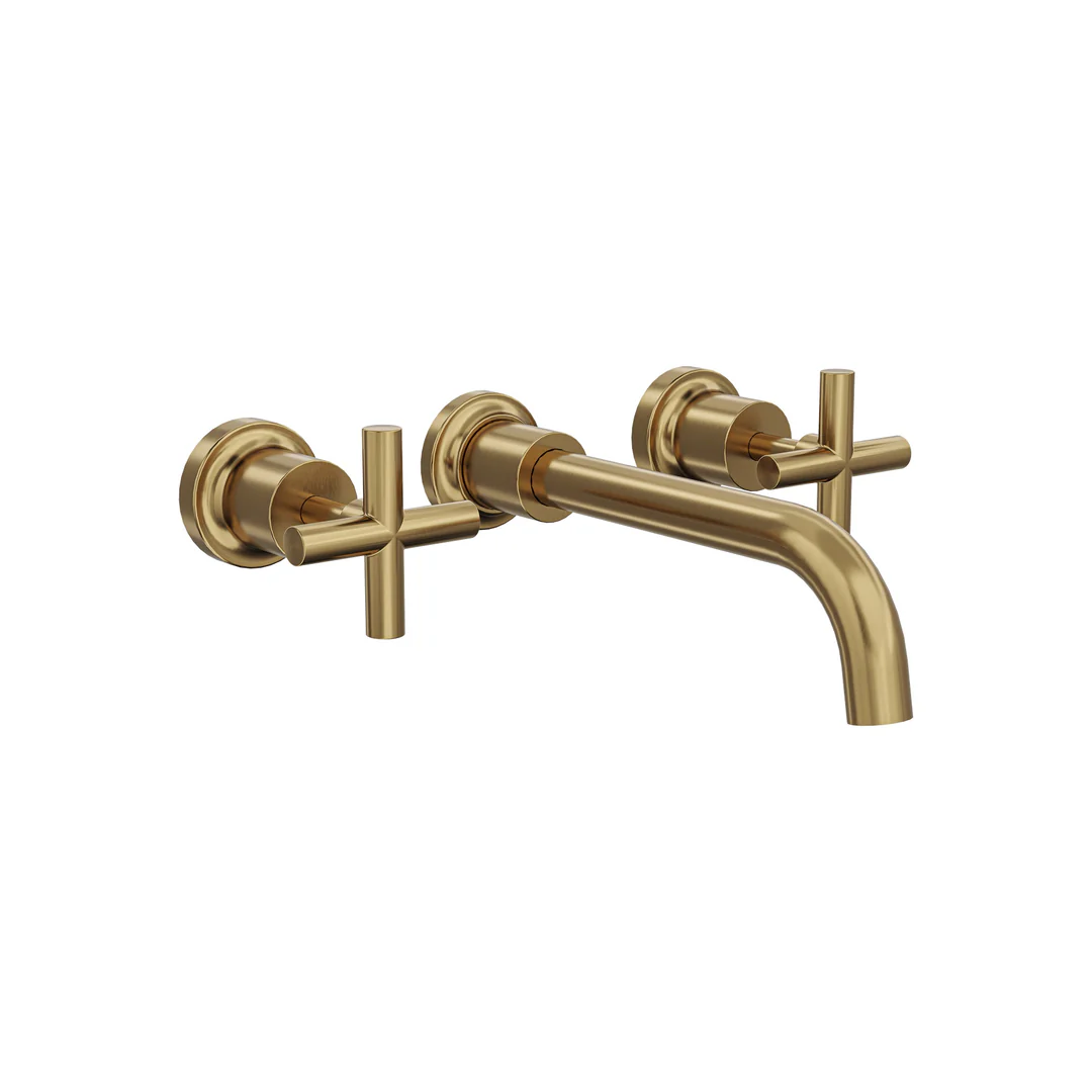 Linsol Tre Cross Handle Bath Set - Brushed Brass - Image 2
