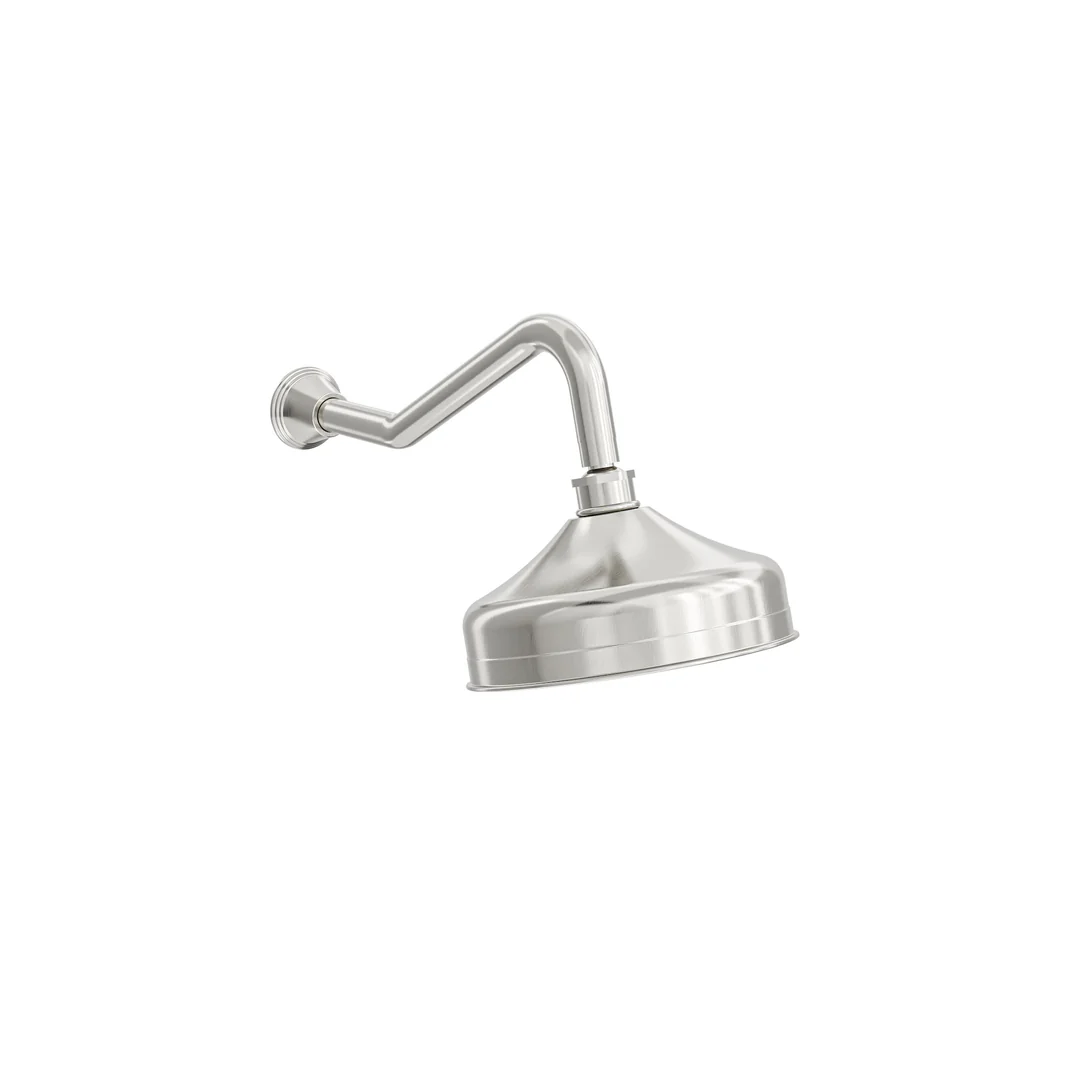 Linsol Vintage Brass Shower Head And Wall Arm - Brushed Nickel - Image 3
