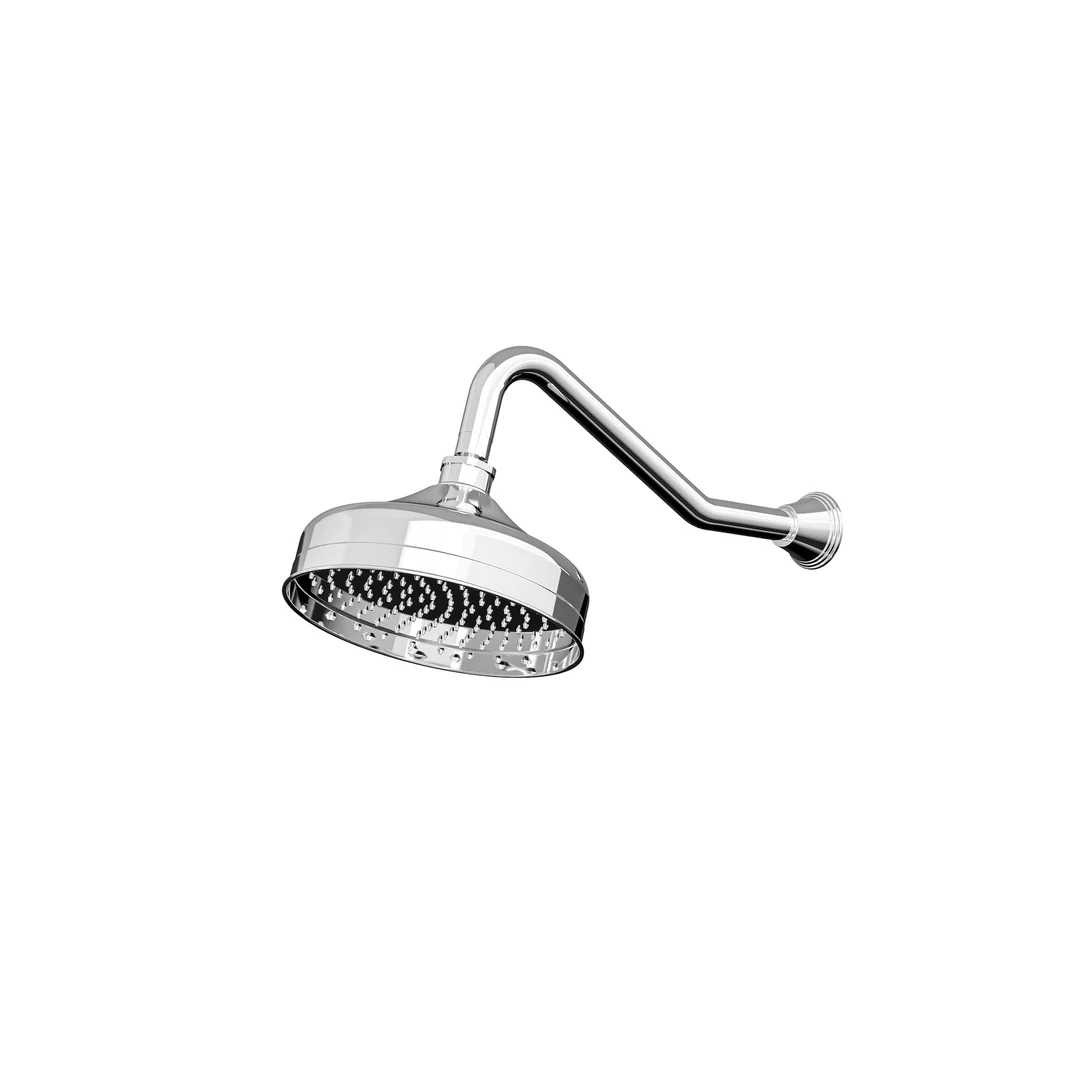 Linsol Vintage Brass Shower Head And Wall Arm - Chrome