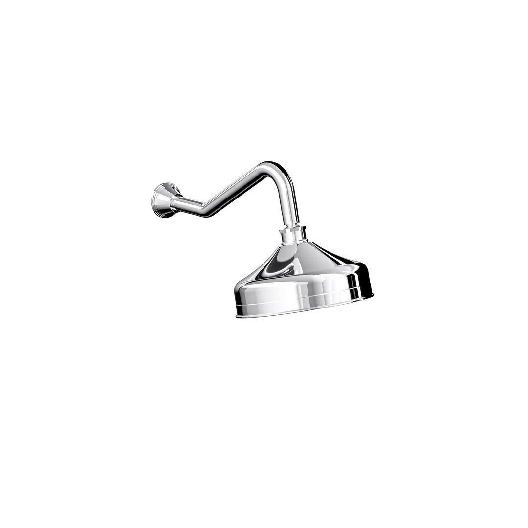 Linsol Vintage Brass Shower Head And Wall Arm - Chrome - Image 3