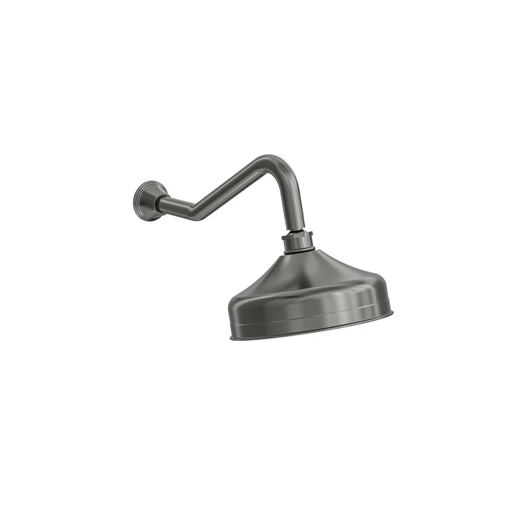 Linsol Vintage Brass Shower Head And Wall Arm - Gunmetal - Image 3