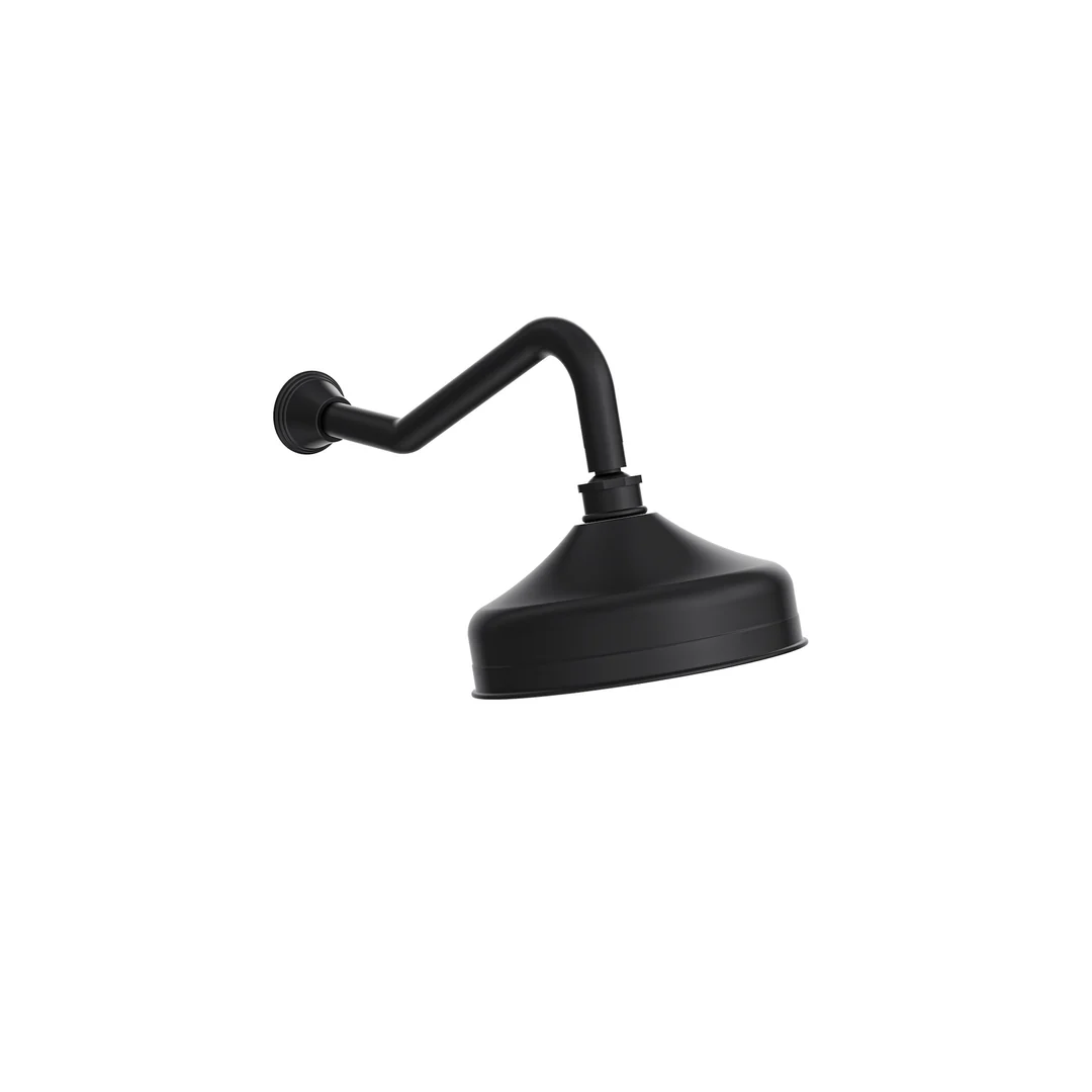 Linsol Vintage Brass Shower Head And Wall Arm - Matte Black - Image 3