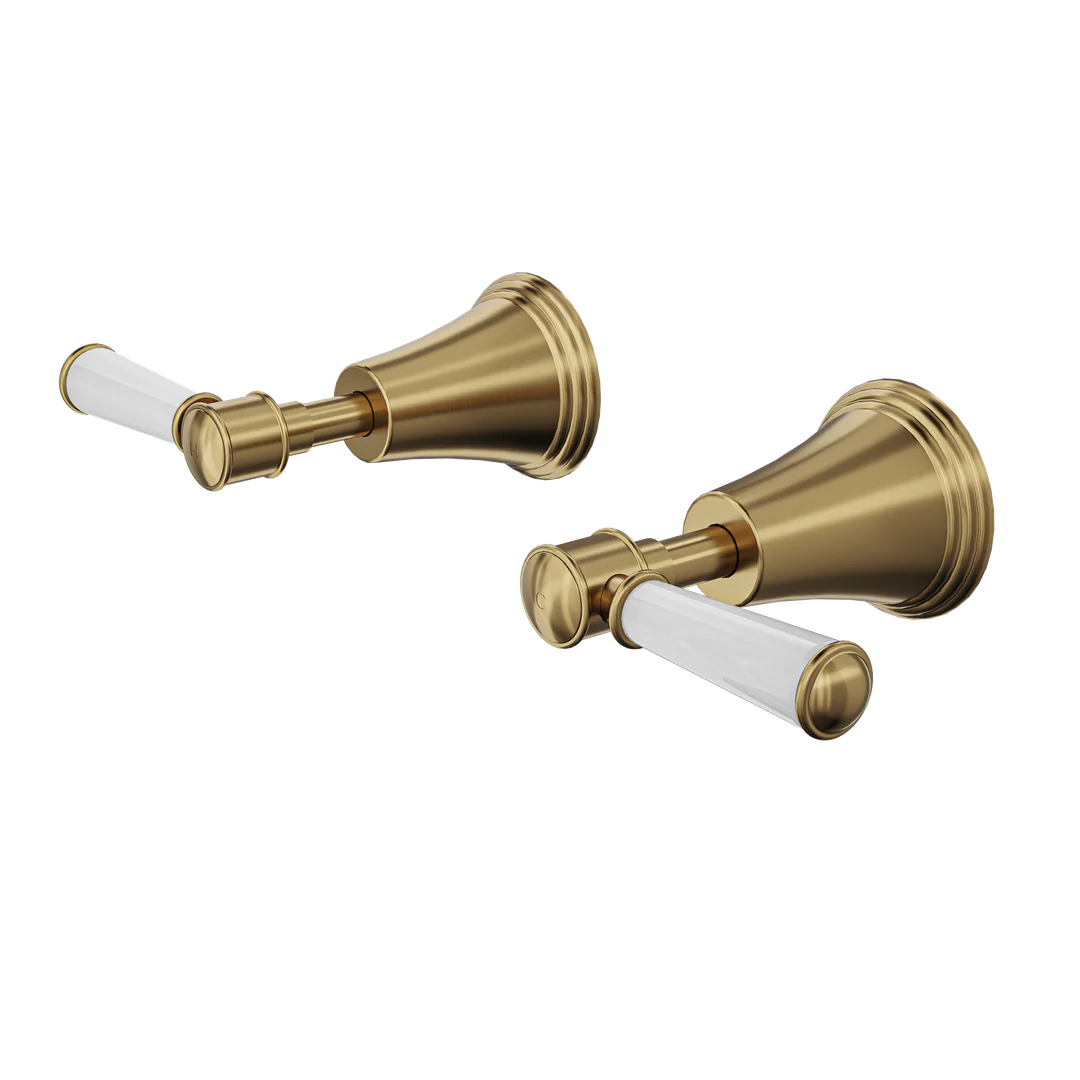 Linsol Vintage Lever Handle Wall Top Assemblies - Brushed Brass