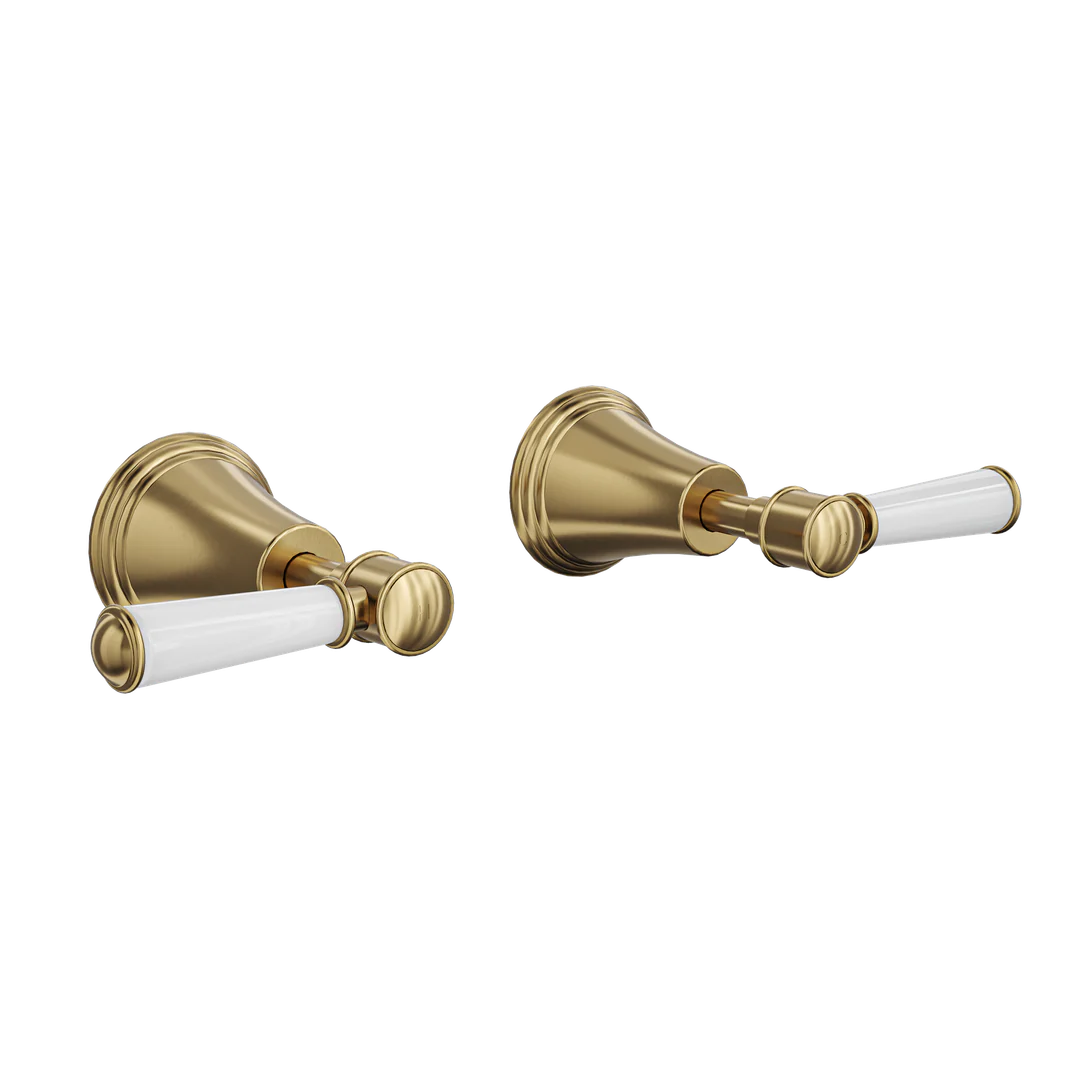 Linsol Vintage Lever Handle Wall Top Assemblies - Brushed Brass - Image 3