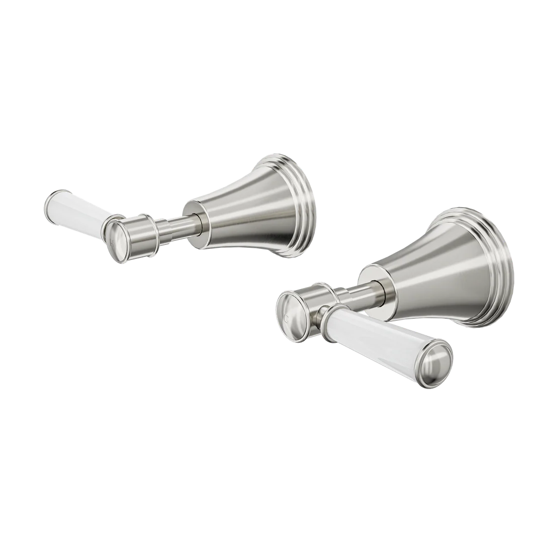 Linsol Vintage Lever Handle Wall Top Assemblies - Brushed Nickel