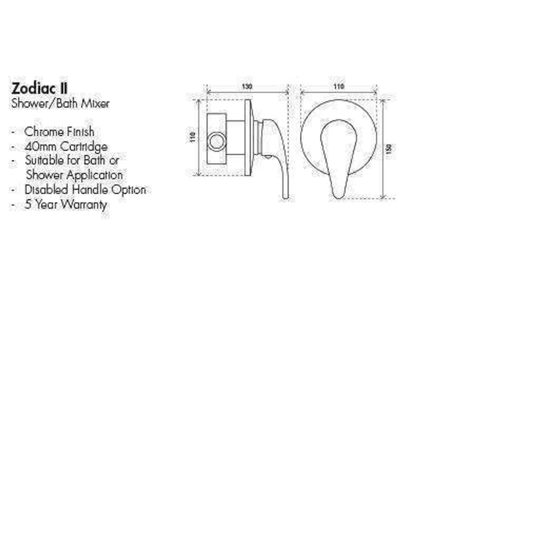 Aspire Zodiac II - Chrome Shower/Bath Mixer **Mt1034** - Image 4